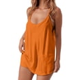 thumbnail image 4 of JFGHDG Women Athletic Tennis Dress Summer Workout Sports Mini Romper Dress Built in Shapewear Shorts Sundress Outfits Orange XL, 4 of 5