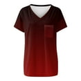 thumbnail image 4 of qILAKOG Women Casual Top Blouse Print Short Sleeves V Neck Loose Fit Pocket,Ladies Lounge T-Shirts Cheap Trendy,Female Basic Blouses & Shirts,Tank Tops,Tees Shirts,M, 4 of 6