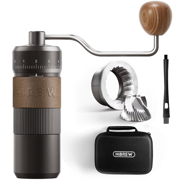 HiBREW G4B Manual Coffee Grinder Alluminum Alloy BodyConical Burr Capacity 22g Hand Coffee Grinder with 12 Levels