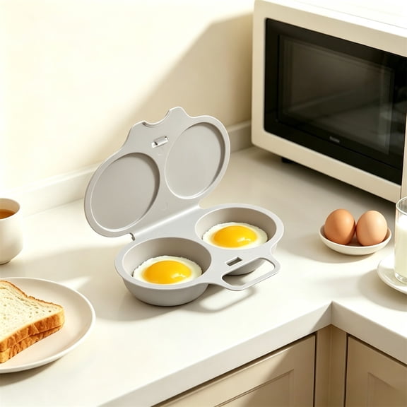 Microwave Egg Cooker 3-Cavity Non-Stick Microwave Omelet Maker and Poached Egg Cooke,Gray