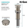 thumbnail image 5 of Kraus PU-L10SN Bathroom Sink Pop-Up Drain with Extended Thread in Satin Nickel, 5 of 7