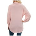 thumbnail image 4 of Haut Décontracté Léger Jeune Col Rond Imprimé Polyester Blouse Chemise (Rose, m), 4 of 4