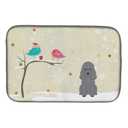 Christmas Presents between Friends Poodle Silver Dish Drying Mat
