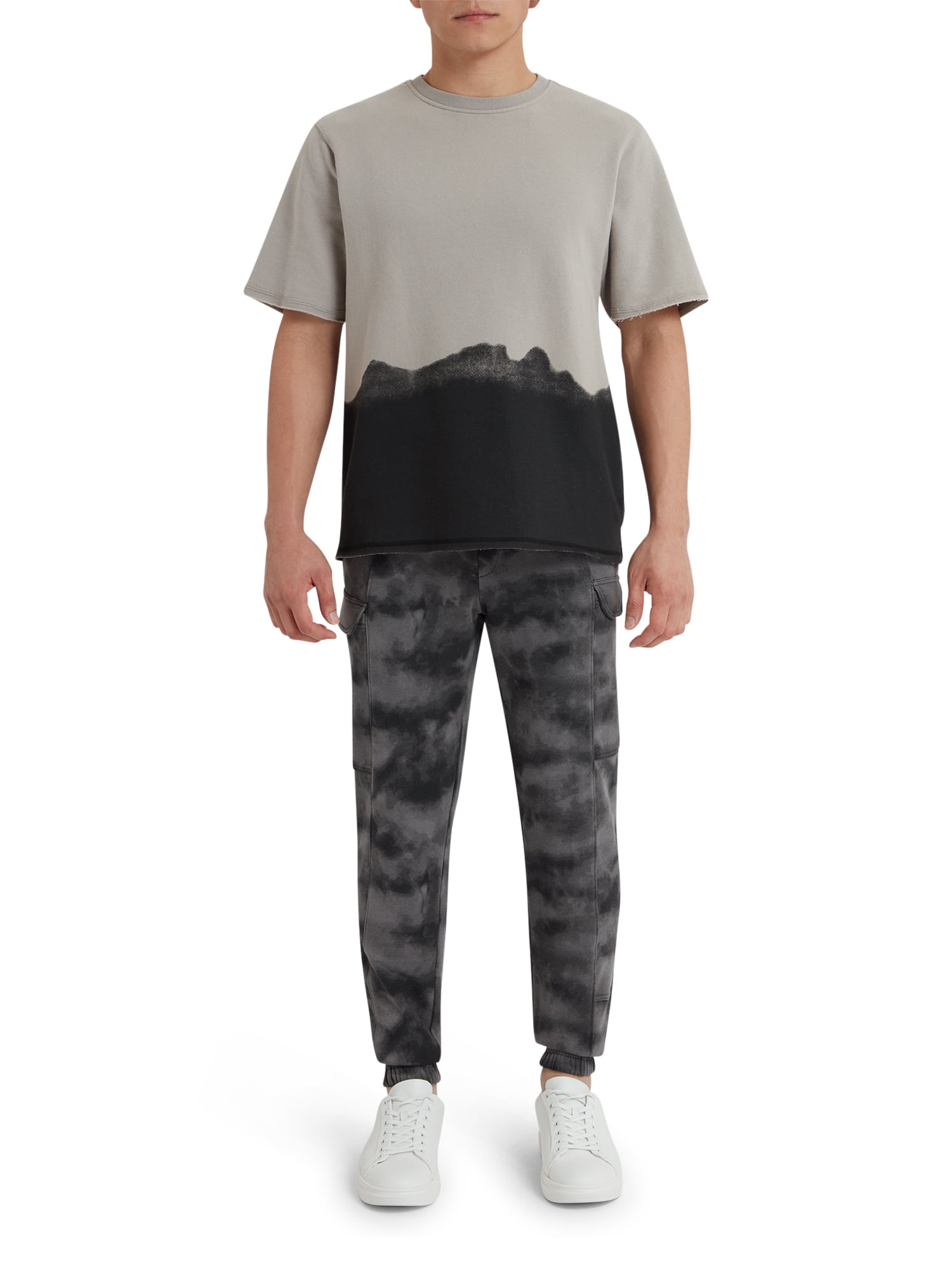 EPIC Studio Men's & Big Men's Dip Dye Short Sleeve French Terry Sweatshirt, Sizes S-3XL