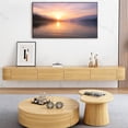 thumbnail image 2 of Modern Floating TV Stand | Wall-Mounted Entertainment Media Console | Large Storage TV Bench for Living Room & Office (Wood, 55.1''), 2 of 11