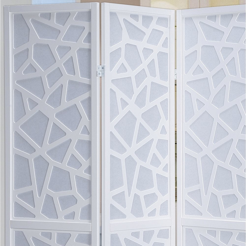 Roundhill Furniture Giyano Rice Paper/Wood 4-Panel Screen Room Divider in White