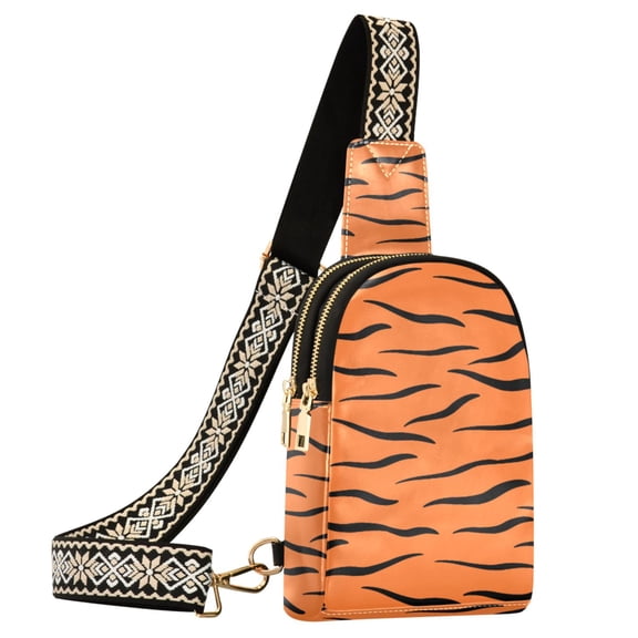 ALAZA Orange Tigers Print Sling Bag for Women Men Waterproof Crossbody Chest Bags
