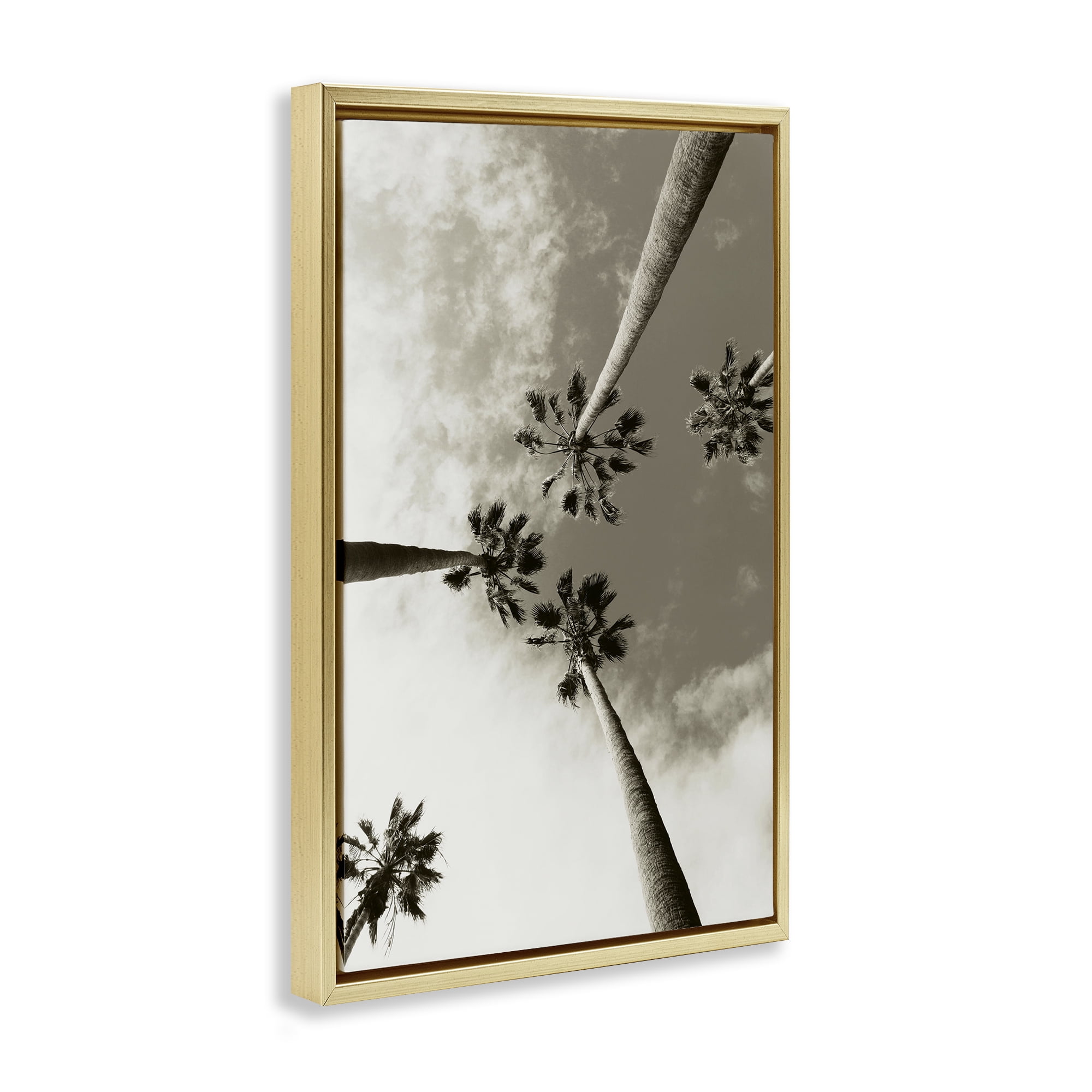 Stupell Industries Centric Palm Trees Botanical & Floral Photography Gold Floater Framed Canvas Art Print Wall Art, 17 x 25