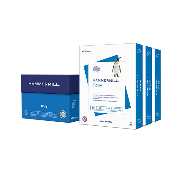 Impresora Paper Hammermill, copia de 20 libras, 8,5 x 11, 3 resmas, 1500 hojas