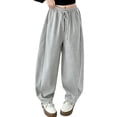 thumbnail image 5 of TIREOW Girls Straight Wide Leg Sweatpants Elastic High Waist Drawstring Sports Pants Solid Color Daily Wear Streetwear Pants, 5 of 5