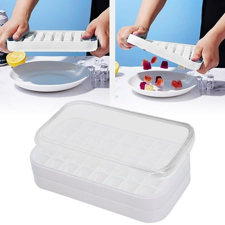 

Ice Cube Silicone Tray With Removable Lid Easy Release Flexible Ice Cube Mold 80 Ice Cubes Per Tray Suitable For Cocktails Whiskey