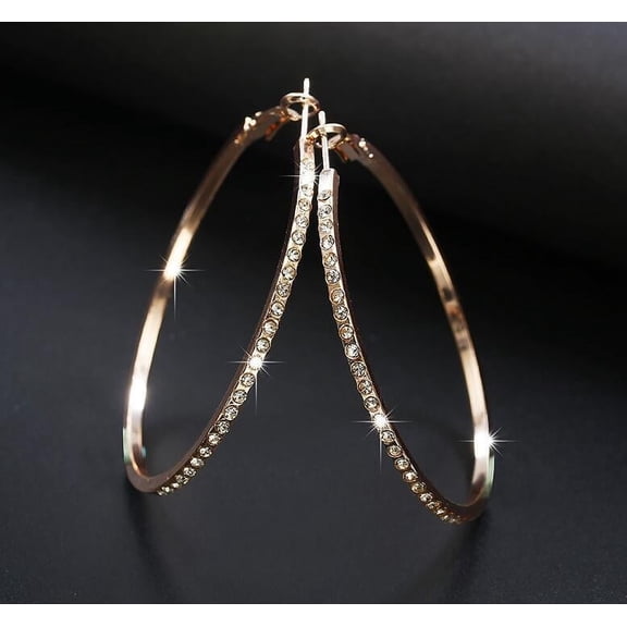 Rkxzt Earrings 925 Sterling Silver Dangle Earrings for Women Sparkling Round Cut Hoop Earrings with Secure Post Backing Tools/Office|Alloy,Rose Gold