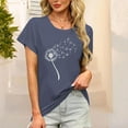 thumbnail image 2 of JTZGDY Summer Tops for Women Cute Floral Printed Short Sleeve Crewneck Graphic T-Shirts Loose Soft Cotton Basic Tunic Blouse A#07-Dark Blue L, 2 of 6