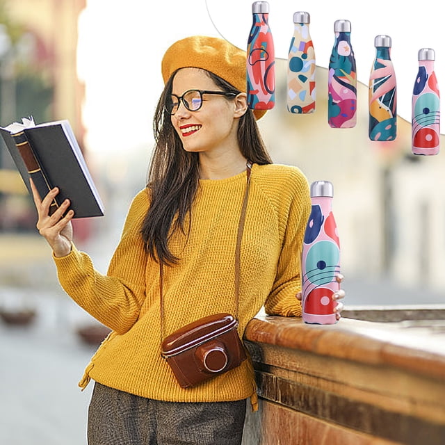Iumwxz Gadgets de Cuisine Bouteille d'Eau de Sport en Acier Inoxydable à Double Couche Couleur Laque Imprimée Bouteille de Vin Rouge Tasses Isolées Rouges en Acier Inoxydable Offres sur Fournitures Ménagères