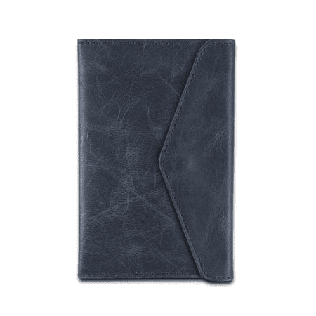 Grunge Blue Unisex Leather Passport Wallet with a Separate Slot for Boarding pass