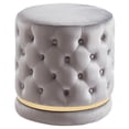 thumbnail image 1 of Contemporary Velvet & Metal Round Swivel Ottoman in Grey & Gold, 1 of 3