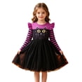thumbnail image 2 of WOYY Girls Halloween Tutu Dress Cute Black Cat Ruffle Long Sleeve Dress, Purple, Sizes 3-7, 2 of 8