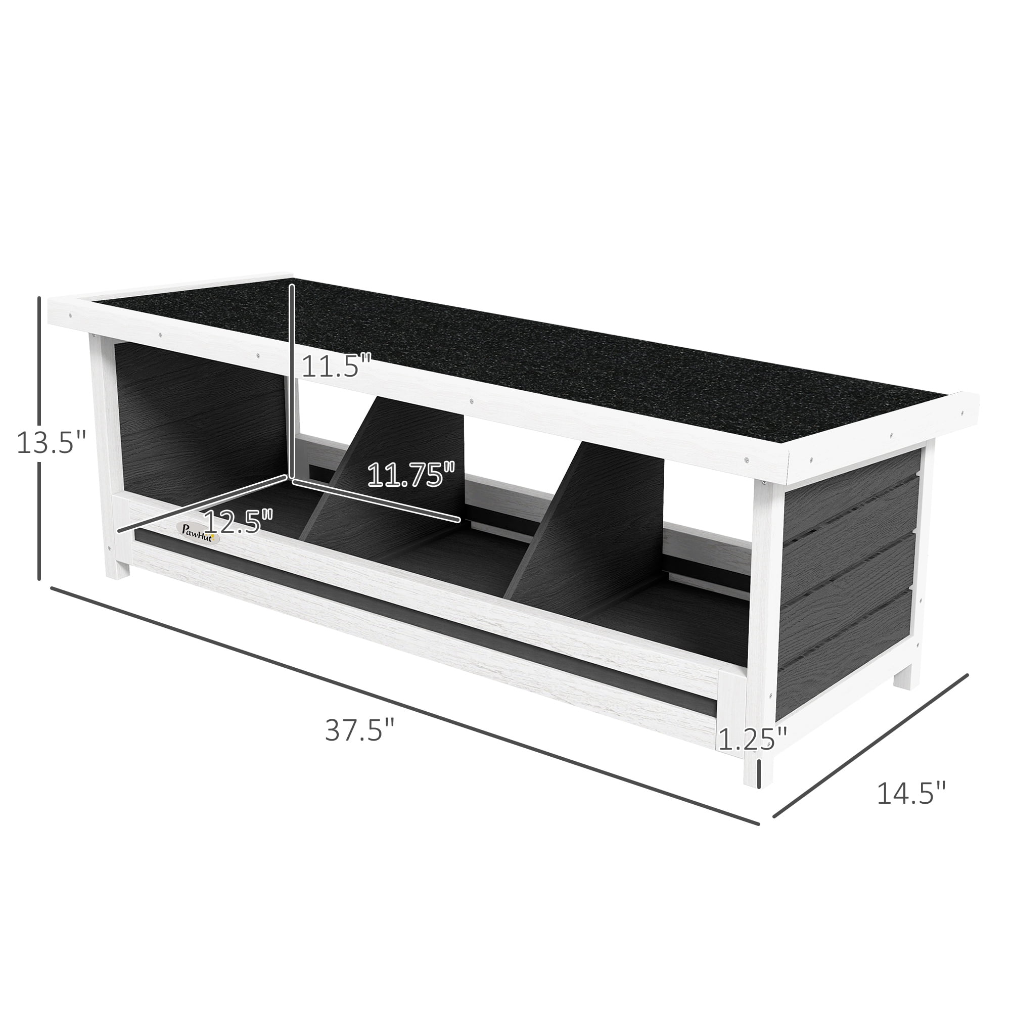 Wooden 3-Hole Chicken Nesting Box with Asphalt Roof, Gray, for Up to 3 Hens, Indoor & Outdoor Use