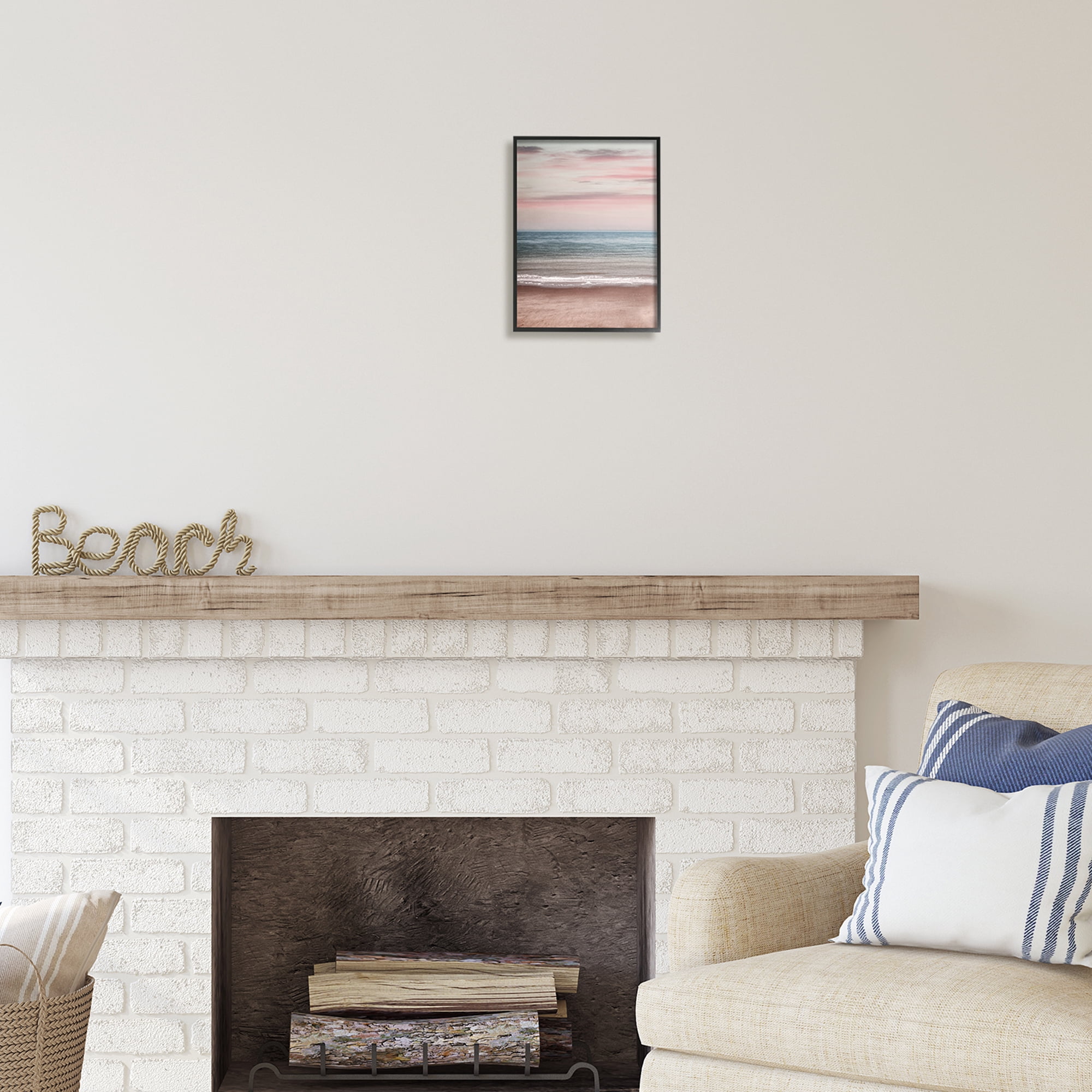 Stupell Industries Pastel Shore Sunrise Landscape Painting Black Framed Art Print Wall Art, 11 x 14