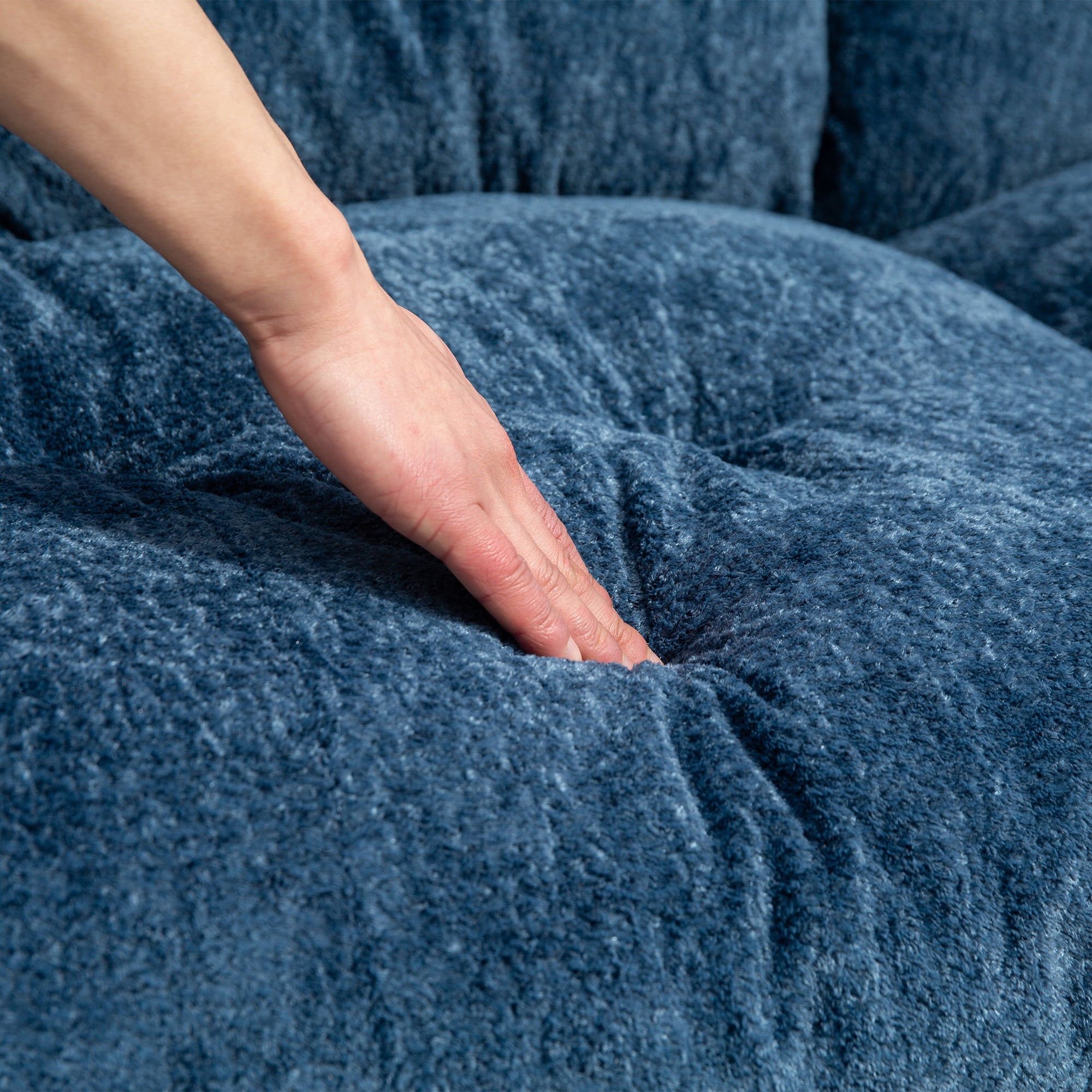 Aukfa 84" Deep Seat Couch Dual-Layer Cushion Modular Sofa for Living Room, 2 Pillows, Chenille, Blue