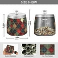 thumbnail image 2 of Yayeee Ashtray with Lid for Cigarette Smokeless Stainless Steel Home Ash Holder, Dark Tartan Pattern, 2 of 7