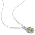 thumbnail image 3 of Everly Women's Peridot White Topaz and Diamond Accent 14k White Gold Vintage Pendant with Chain, 3 of 9