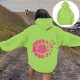 thumbnail image 2 of Cnbwig Womens Pullover Hoodies Graphic Letter Printed Hooded Drop Shoulder Loose Sweatshirt for Fall and Winter Season Womens Trendy Sweatshirt Green XL, 2 of 5