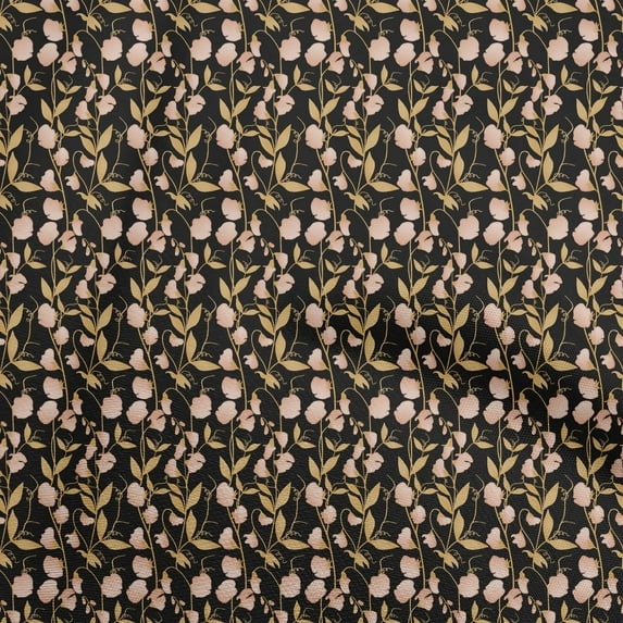 oneOone Cotton Poplin Twill Black Fabric Watercolor Floral Dress Material Fabric Print Fabric By The Yard 56 Inch Wide-aB