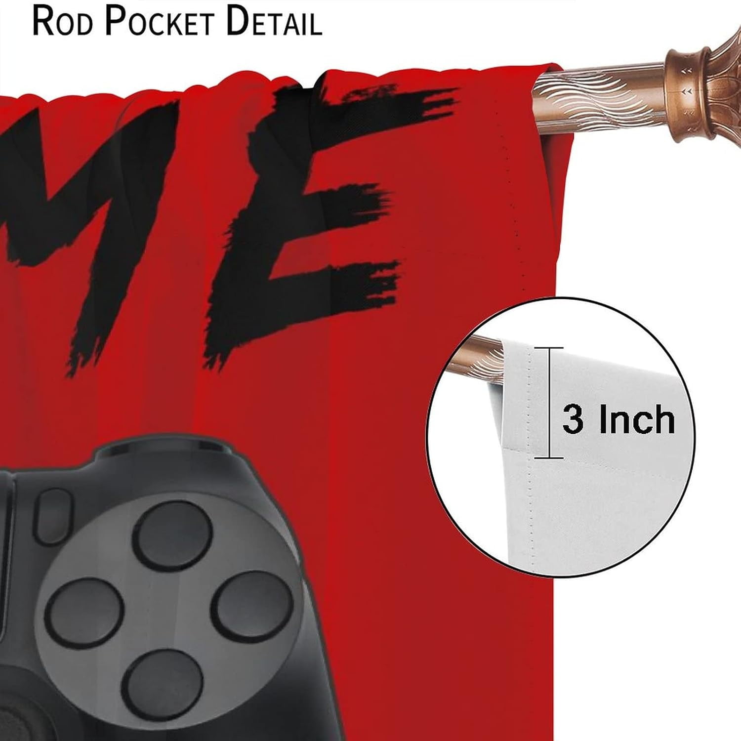 Video Game Curtains, Gamepad Red Blackout Window Drape Boys Bedroom Drapes Art Printed Living Room Decor 42'''' W x 84'''' L x2【Blackout】 Game-4