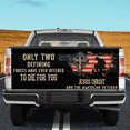 thumbnail image 2 of Lotusprinthandmade US Veterans Patriotic Jesus Christian Tailgate Wrap 2 Sizes (26"x66"), us veterans tailgate wrap, patriotic jesus tailgate wrap, 2 of 5