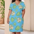 thumbnail image 3 of Tropical Flowers Blue Background Pattern Summer Dresses for Women Beach Boho, 3 of 5