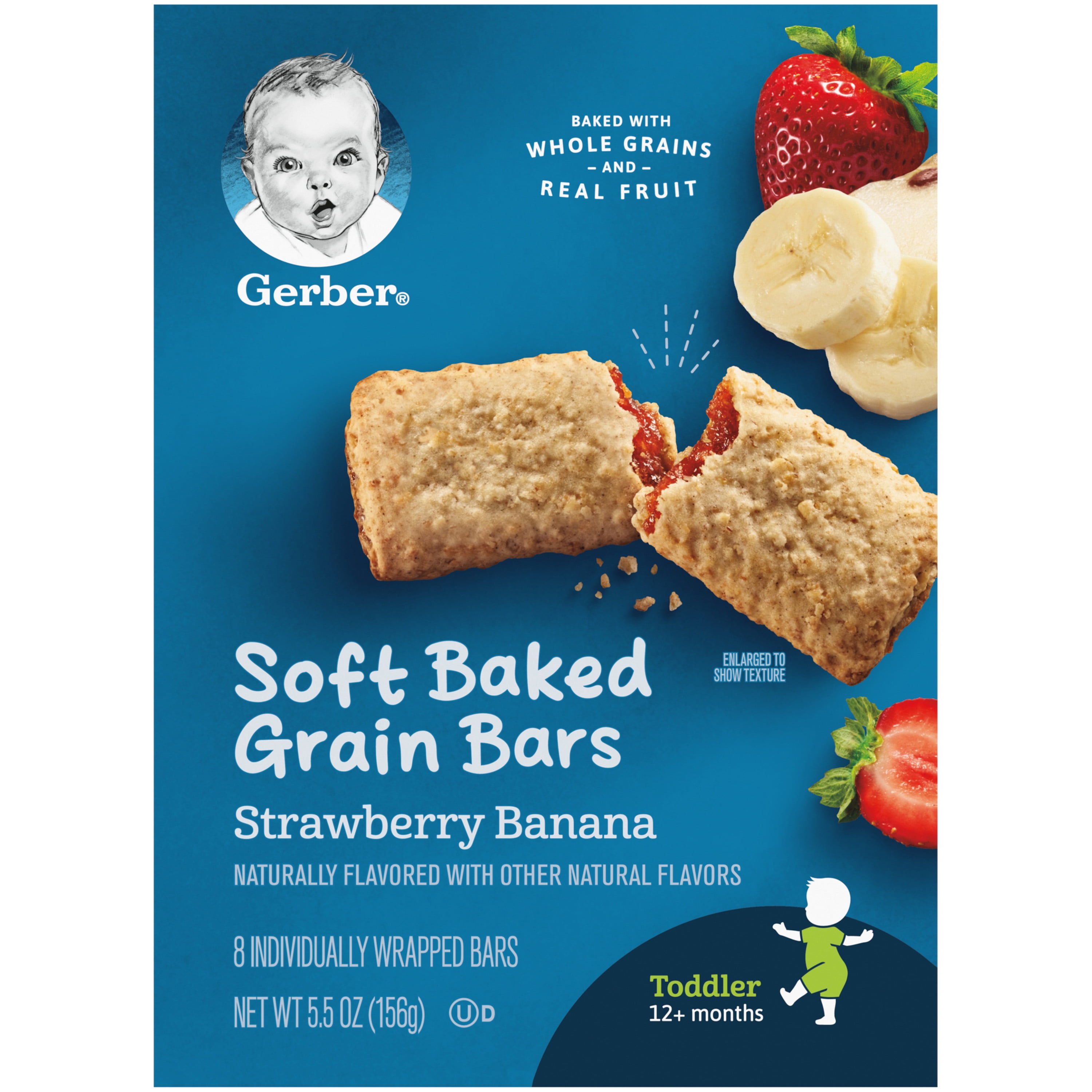 Gerber Soft Baked Grain Bars, Strawberry Banana, 5.5 oz Box