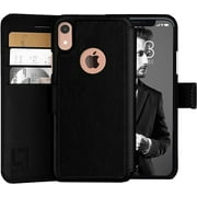 LUPA iPhone XR Wallet case, Durable and Slim, Lightweight with Classic Design & Ultra-Strong Magnetic Closure, Faux Leather, Black, for Apple XR