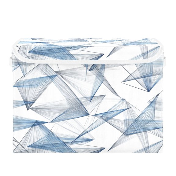 Storage Box With Lid 16.5x12.6x11.8In Foldable Stacked Household Storage Box Blue Triangle