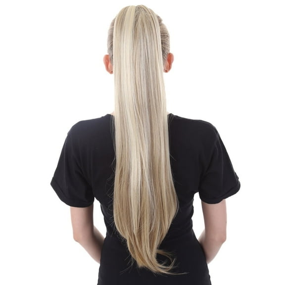 HPO Adult Women's Straight High Heat Jaw Clip Ponytail Extension, Light Blonde Color Options - 25.5"