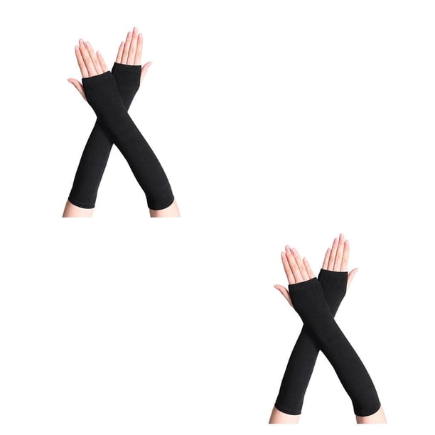 Guantes largos sin dedos Injueey Cubierta de mano artesanal para en exteriores Negro 2Conjunto