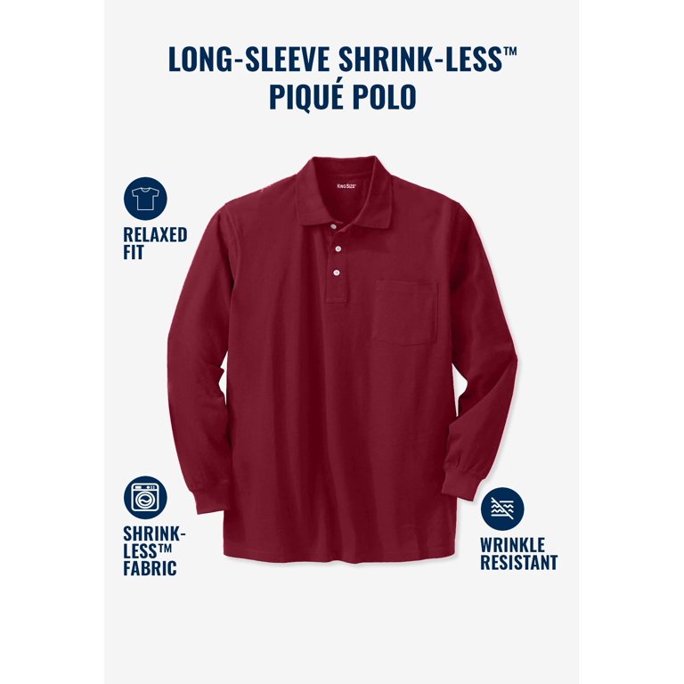 Kingsize Men's Long-Sleeve Shrink-Less Cotton Polo photo 4