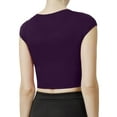 thumbnail image 3 of J. METHOD Women's Short Sleeve Scoop Neck Crop Top Solid Basic Casual Cropped T Shirts NEWT18 Dark Purple L, 3 of 6