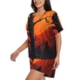 thumbnail image 2 of Fotbe Yellow Castle Sunset Tree Print Pajama Set for Women 2 Piece Loungewear Short Sleeve Tops and Shorts Set Soft Sleepwear-Small, 2 of 7