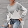 thumbnail image 3 of Women Crew Neck Pullover Sweater Fashionable Casual Loose Color Blocking Women Long Sleeve Sweater Grey L, 3 of 6