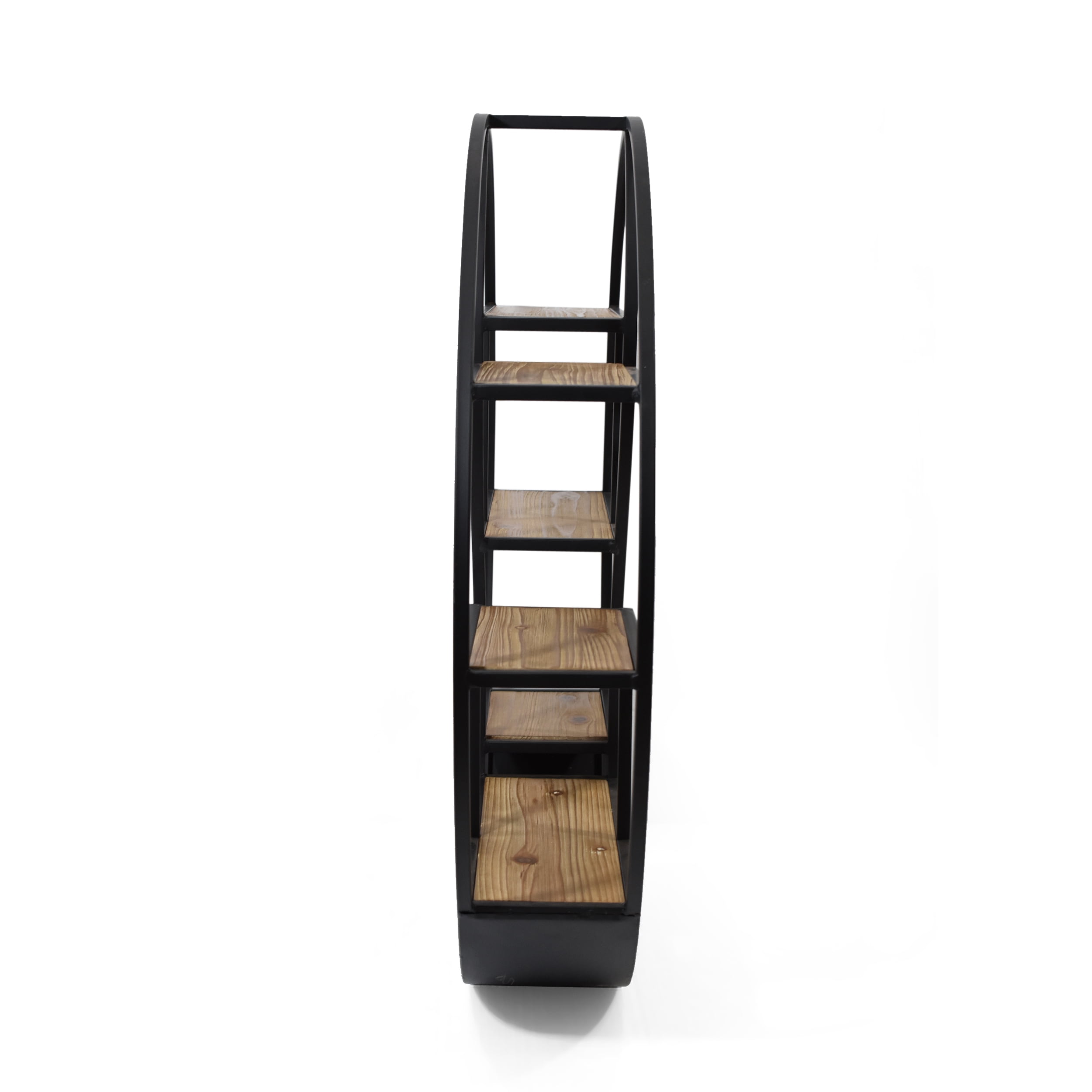 GDF Studio Circular Iron Floating Shelf, 6.50" x 34", Black