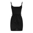 thumbnail image 6 of Wycnly Formal Dresses for Women Sexy Spaghetti Strap Irregular Ruched Bodycon Party Club Dresses Sleeveless V-Neck Solid 2024 Summer Mini Dress Black m, 6 of 7