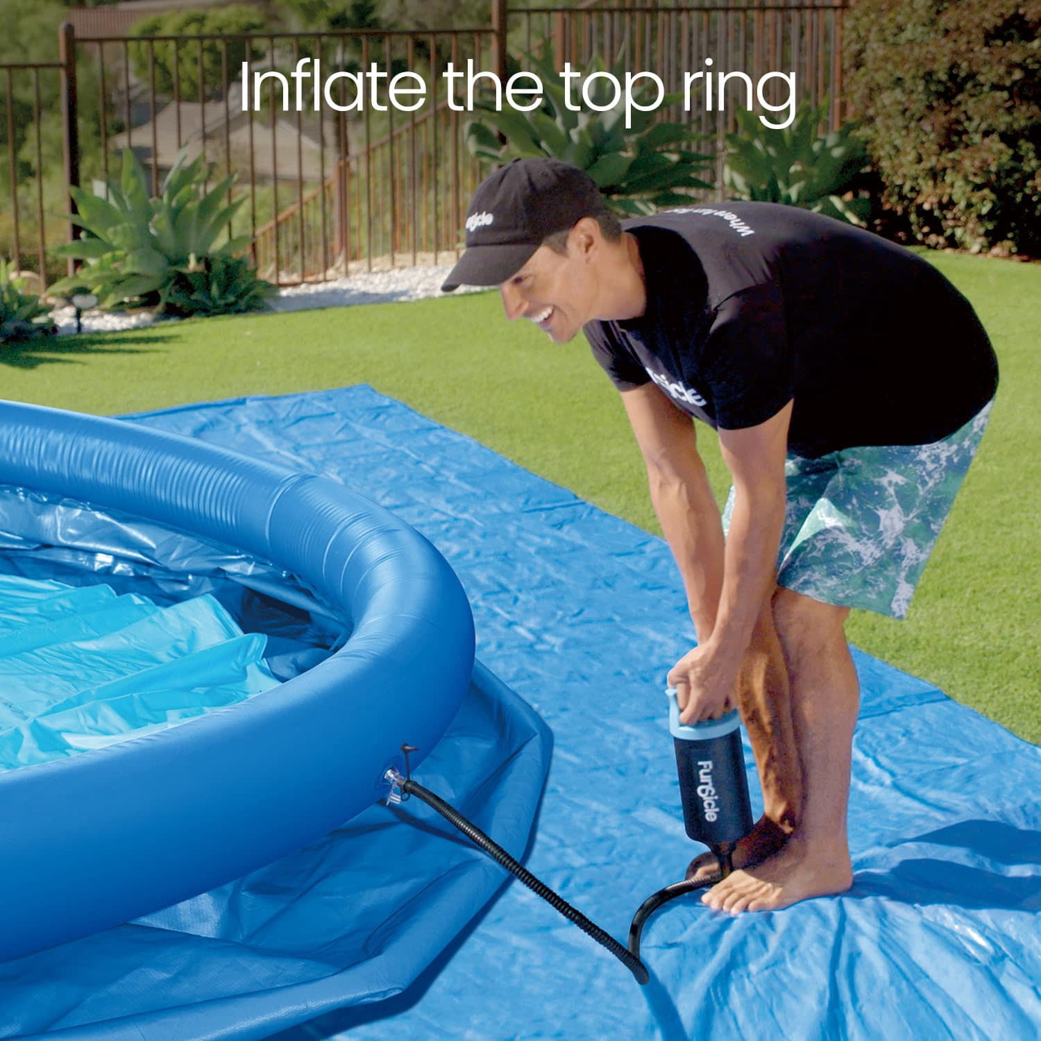 Funsicle QuickSet Above Ground Swimming Pool – with Inflatable Top Ring, 10' x 30", For Kids & Adults, Round, Blue