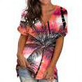 thumbnail image 1 of RT5YKing T-Shirts à Col Rond pour Femmes, Manches Courtes, Blouse Ample, 1 of 5