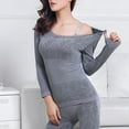 thumbnail image 6 of Jiaroswwei 2Pcs Women Winter O Neck Top Long Pants Thermal Underwear Shaper Sleepwear Set, 6 of 8