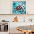 thumbnail image 6 of Coastal Sea Turtle Wall Art Painting on Canvas, Blue Nautical Summer Beach Vintage Canvas Art Home Prints Wall Art Framed Modern Artwork for Living Room Bedroom Wall Decor 16x16in, 6 of 9