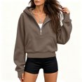 thumbnail image 6 of Vivianyo HD Women's Half‑Zip Cropped Hooded Sweatshirt, Kangaroo‑Pocket Hoodies For Women, Long‑Sleeve Pullover Top for Fitness Sessions and Casual Errands, Sizes S-2XL, 6 of 9