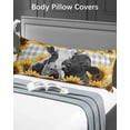 thumbnail image 4 of Sunflower Cows Body Pillow Case Cover - Microfiber Bed Throw Pillow Covers, Yellow Floral Botanical Summer Grey Plaid Decorative Lumbar Pillow Cover with Envelope Closure for Sofa/Travel 20"x54", 4 of 6