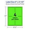 thumbnail image 6 of Avery Printable Rectangle Labels, Neon Green, 5" x 3.5", 80ct, 6 of 11