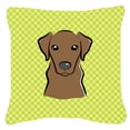 thumbnail image 3 of Checkerboard Pink Chocolate Labrador Fabric Decorative Pillow, 3 of 3